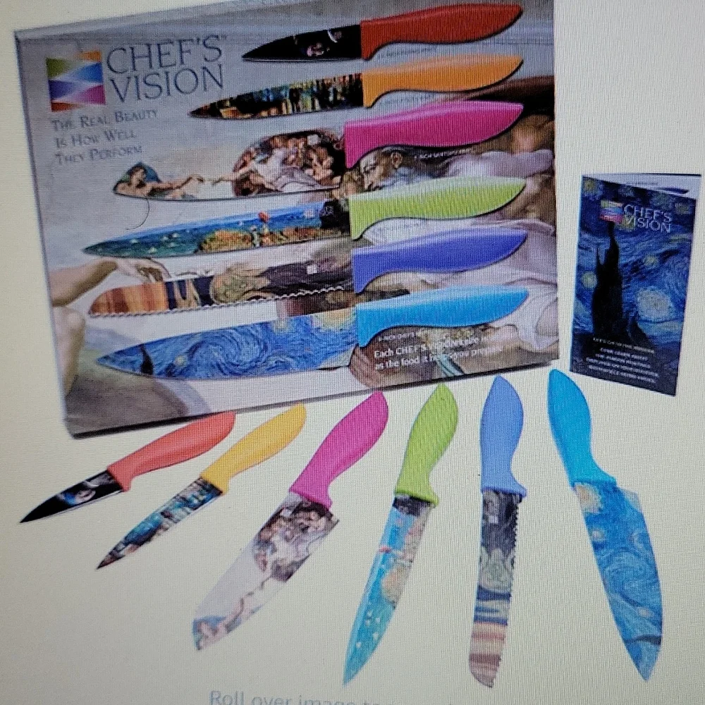 Chef's Vision Masterpiece 6 pc color knife set art lovers stainless steel New…